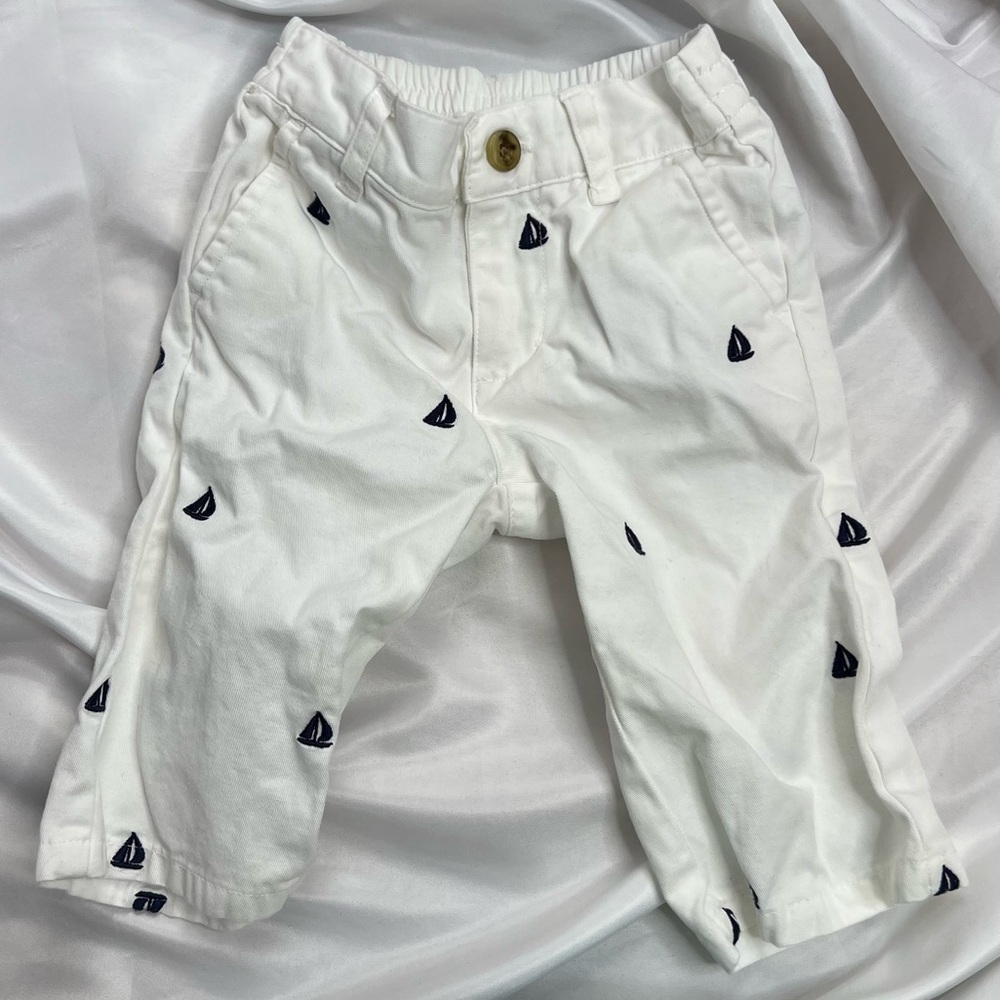 Janie and Jack White Sailboat Pants, size 3 to 6 Months